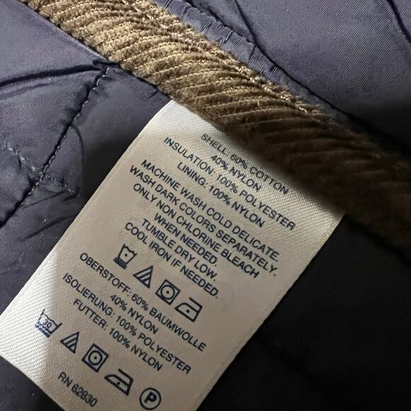 Lands End Puffer Coat Mens Medium Blue Quilted Snap Coat - Picture 9 of 9